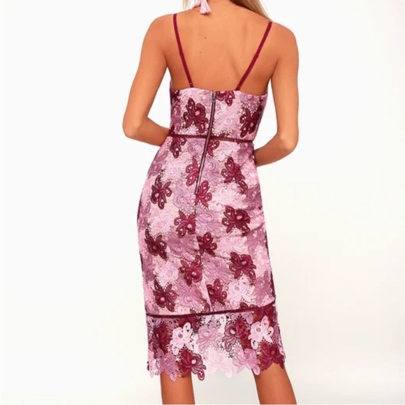 Lulu's Burgundy and Pink Lace Dress - Picture 2 of 11